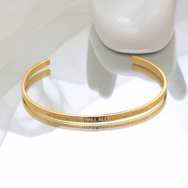 Classic Stainless Steel Open Cuff Bangle Bracelet for Women