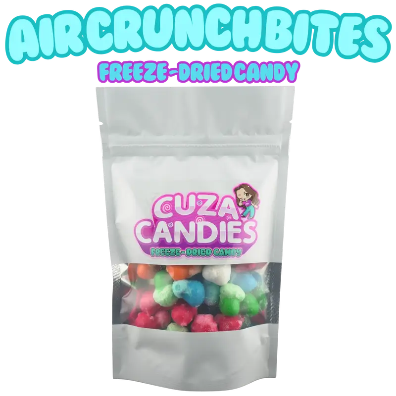 Cuza Candies Freeze Dried Air Crunch Bites Candy Fruity Rainbow Sour 4 oz Bag Snack Sweet Bonbon Sugar