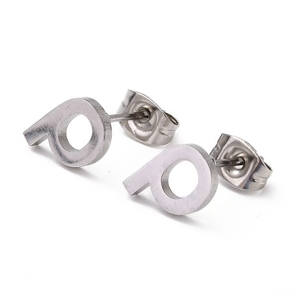 Tarnish Resistant 304 Stainless Steel Greek Alphabet Stud Earrings