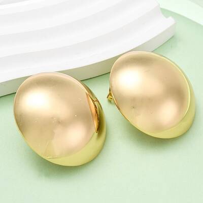 Brass Half Round Stud Earrings