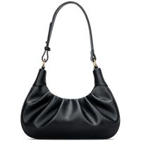 KKXIU Shoulder Bag Crescent Handbag Ruched Purse Underarm Bag Mini Hobo for Women,Detachable Gold Chain Crossbody Bag
