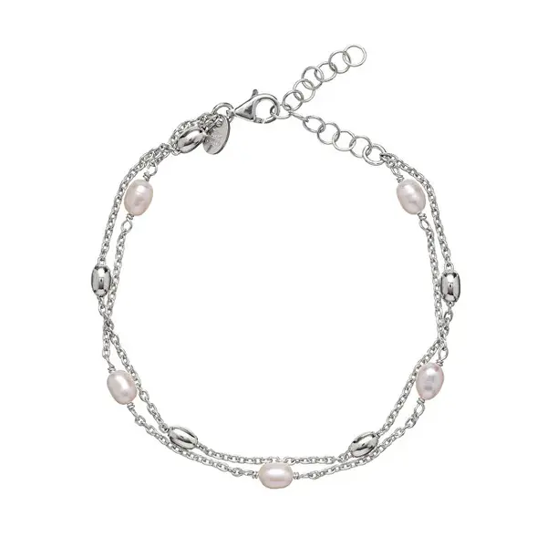 Alisia Bracciale Doppio In Argento Con Perle Vere Al4136-Argento