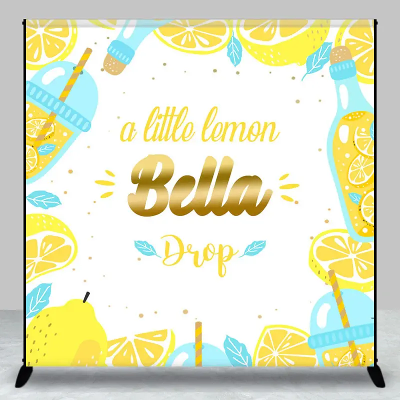 Aperturee Custom Name Little Lemon Drop Baby Shower Backdrop - Aperturee