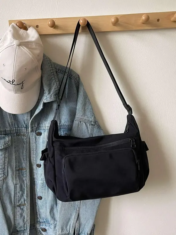 Women's Solid Color Zipper Crossbody Bag, Fashionable Large Capacity Shoulder Bag for Daily Used, Casual Trendy Versatile Hig...