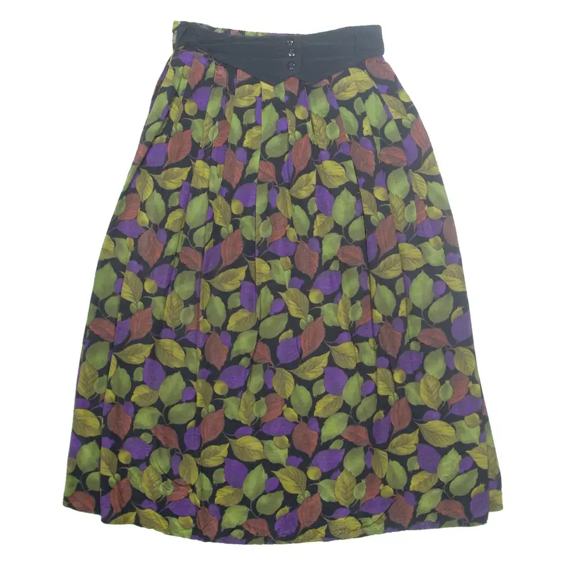 DIVINA OF SWITZERLAND Womens A-Line Skirt Green Midi Floral S