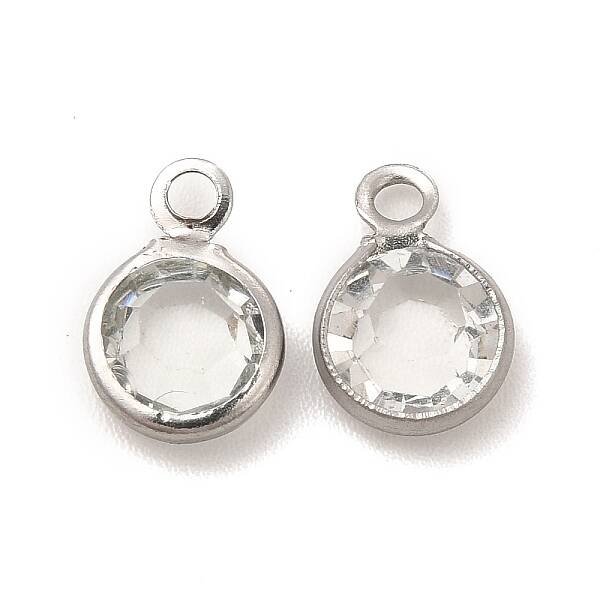 304 Stainless Steel with Glass Charms