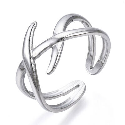 Non-Tarnish 304 Stainless Steel Wire Wrap Open Cuff Ring for Women