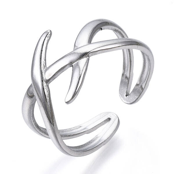 Non-Tarnish 304 Stainless Steel Wire Wrap Open Cuff Ring for Women
