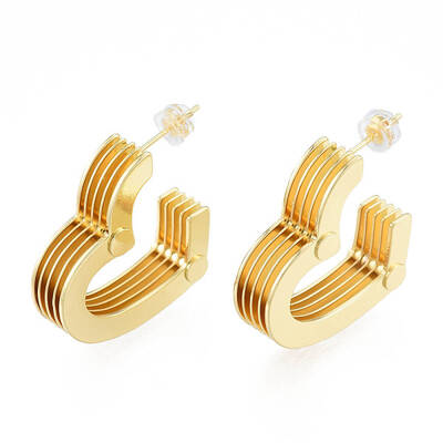 Brass Multi-Layer Heart Stud Earrings