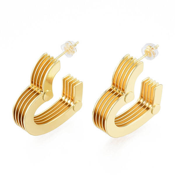 Brass Multi-Layer Heart Stud Earrings