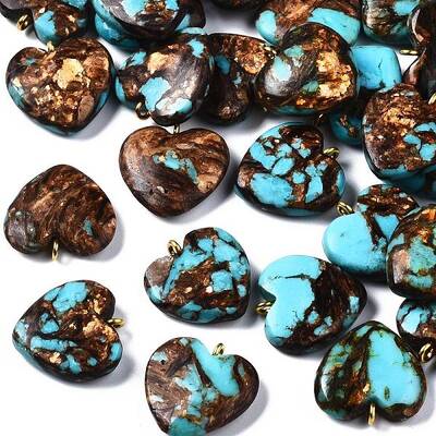 Assembled Bronzite and Synthetic Turquoise Pendants