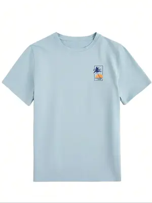 Men's Casual Graphic Tee Shirt, Summer Fitted Long Sleeve Top, Trendy Beach Vacation Wear, Perfect for Daily Travel & Outdoor...