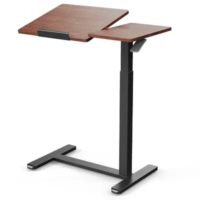 Adjustable Mobile Standing Desk, 24*16 inches Tiltable Bedside Table with Wheels, Overbed Laptop Desk, Computer Cart Movable ...