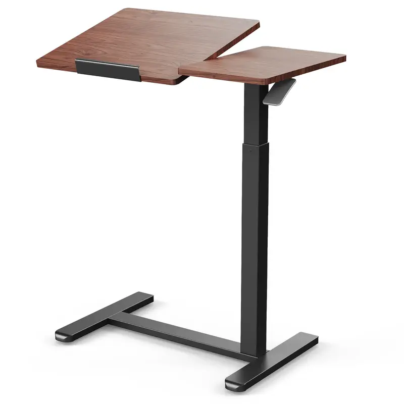 Adjustable Mobile Standing Desk, 24*16 inches Tiltable Bedside Table with Wheels, Overbed Laptop Desk, Computer Cart Movable ...