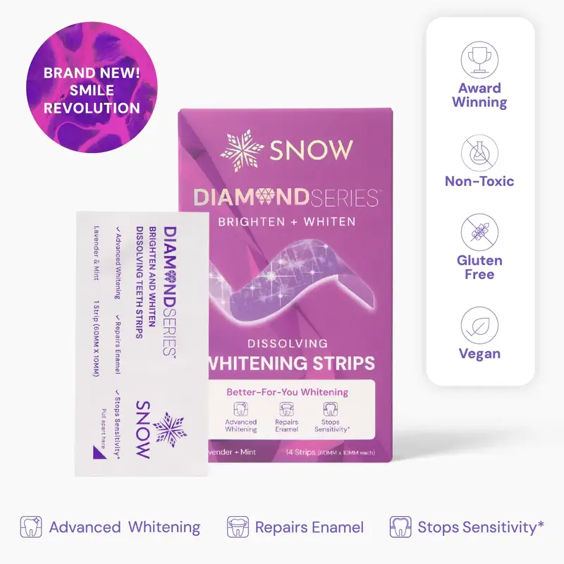 SNOW Instant Purple Diamond Dissolving Teeth Whitening Strips | Color Correcting Technology | Enamel Safe & at Home Dental Hy...