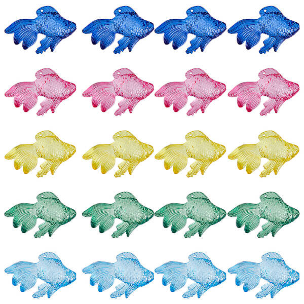 36Pcs 6 Colors Transparent Acrylic Pendants