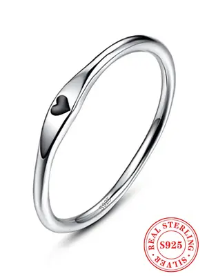 S925 Sterling Silver Classic  Heart Design Ring, Fashion Jewelry for Party, Daily Clothing Decor for Girl, Trendy All-match &...