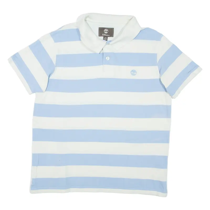 TIMBERLAND Mens Polo Shirt Blue Striped L