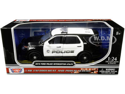 2015 Ford Police Interceptor Utility San Gabriel Police (California) Black and White 1/24 Diecast Model Car by Motormax