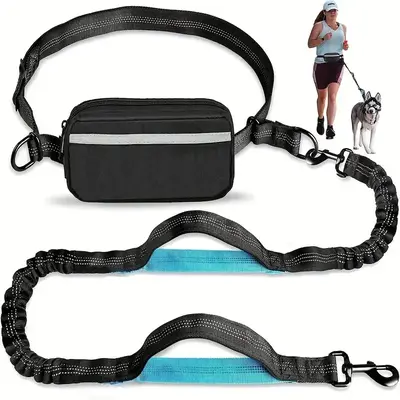 Hands Free Dog Leash with Zipper Pouch, Harnesses, Dual Padded Handles and Durable Bungee for Walking, Jogging and Running Yo...