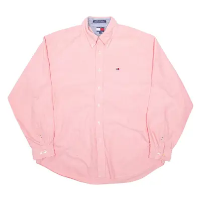 TOMMY HILFIGER Mens Plain Shirt Pink Long Sleeve XL