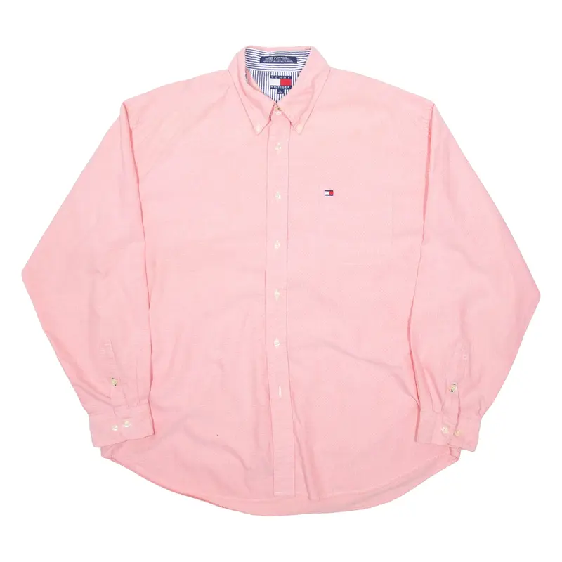 TOMMY HILFIGER Mens Plain Shirt Pink Long Sleeve XL