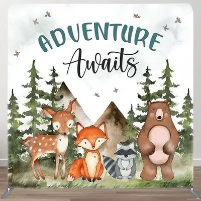 Aperturee Jungle Adventure Awaits Fabric Backdrop Cover for Birthday - Aperturee