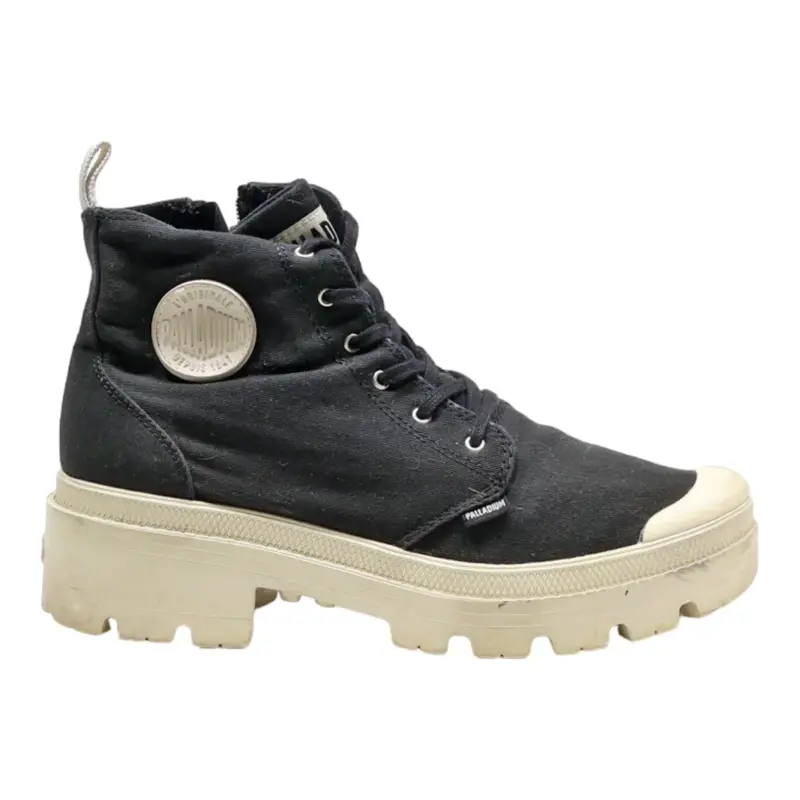 PALLADIUM Ankle Boots Black Canvas Womens UK 7