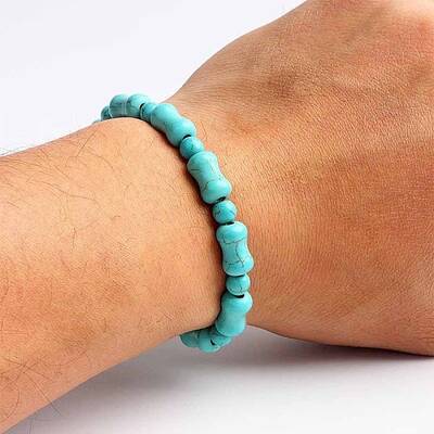 Turquoise Bracelet with Elastic Rope Bracelet
