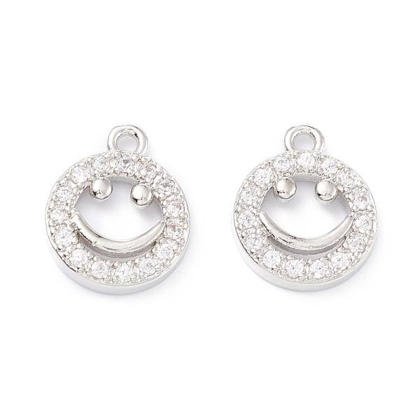 Rack Plating Brass Micro Pave Cubic Zirconia Charms