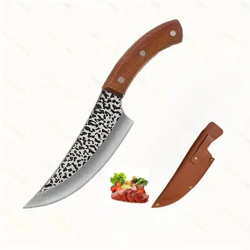 Outdoor Camping Meat Knife, 1 Count Stainless Steel Cleaver with Sheath, Multifunctional Kitchen Fruit Knife for Home & Outdo...