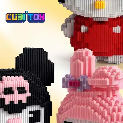 Cubi Cat Series BlackWhite/Pink Bundle (~2,000 PCS each model) 3D Micro Building Block Model