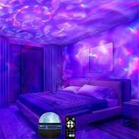 Multifunctional Water Ripple LED Night Light, USB Plug & Remote Control Projector, Desktop Decorative Atmosphere Light for Ho...