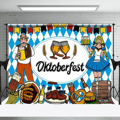 Blue White Bread Beer Wheat Oktoberfest Backdrop