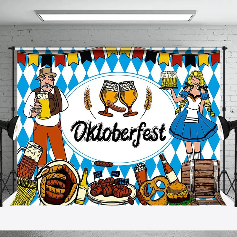 Blue White Bread Beer Wheat Oktoberfest Backdrop