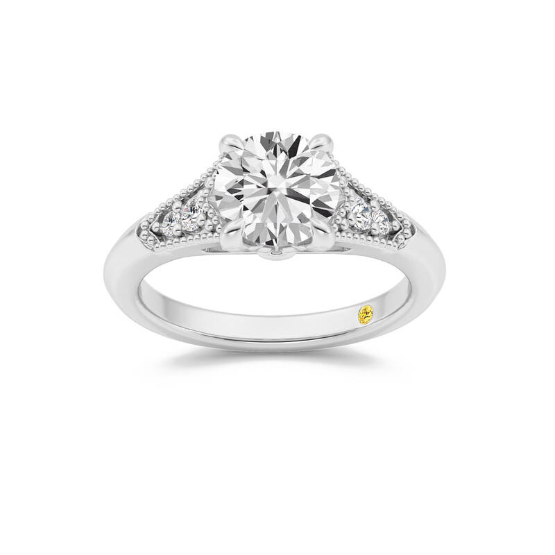 Lily Art Deco Round Lab Grown Diamond Engagement Ring | 18K White Gold 2 5/8 CT. TW.