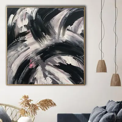 Oversized Oil Painting Expressionist Art Abstract Painting Black And White Painting On Canvas Contemporary Art Gray Painting ...