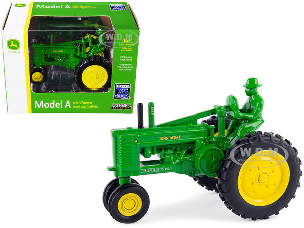 John Deere Model A Tractor Green with Diecast Farmer Figurine \