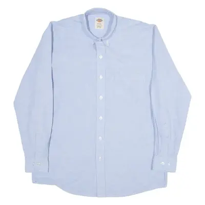 DICKIES Mens Plain Shirt Blue Long Sleeve L