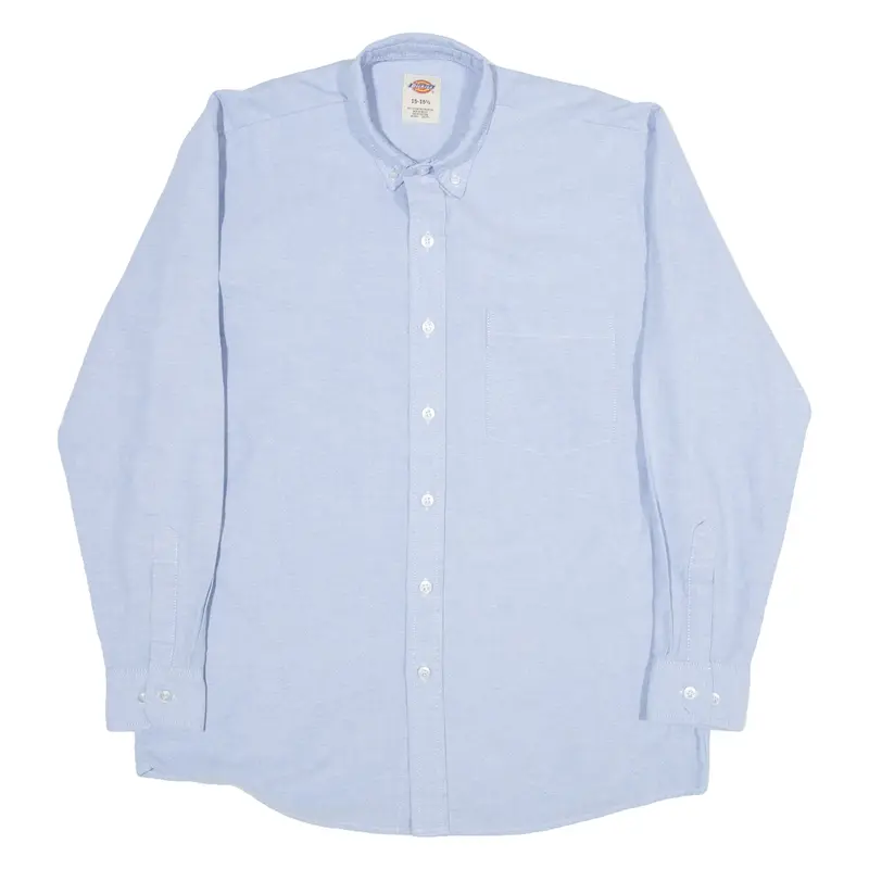 DICKIES Mens Plain Shirt Blue Long Sleeve L