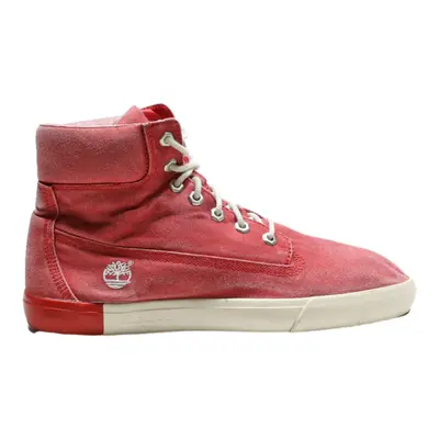 TIMBERLAND High Top Trainers Red Canvas Mens UK 8.5