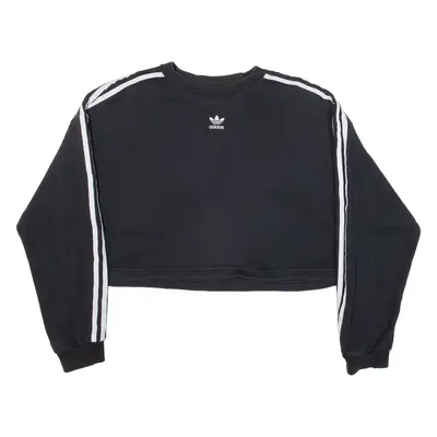 ADIDAS Cropped Womens Sweatshirt Black UK 6
