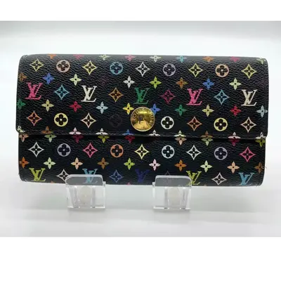 Pre-owned Louis Vuitton Canvas small leather goods Monogram Multi Color Noir Bag Accessory Wallet Black, 4 Outside Pockets, M...