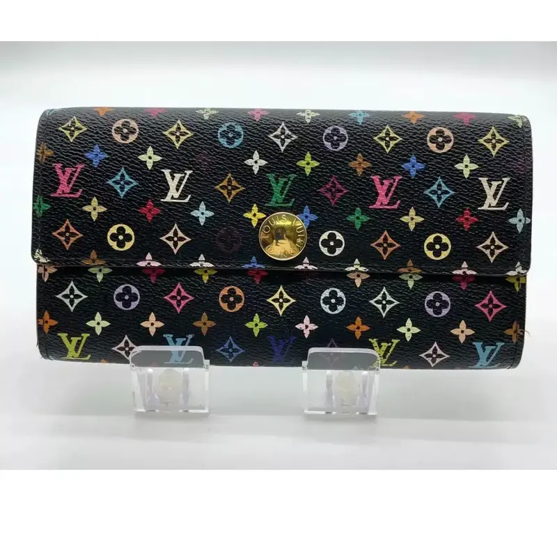 Pre-owned Louis Vuitton Canvas small leather goods Monogram Multi Color Noir Bag Accessory Wallet Black, 4 Outside Pockets, M...