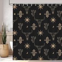 Cow Head Pattern Removable Shower Curtain, 1 Count Waterproof Bathroom Decorative Curtain with 12pcs Hooks, Bathroom Decor Su...