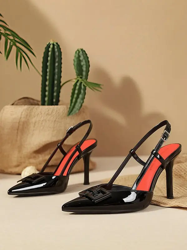 Women's Fashionable Geometric Decor Stiletto Heeled Sandals, Elegant Pointed Toe High Heel Sandals for Party, Banquet, Fashio...