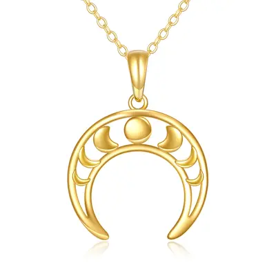 14K Gold Moon Pendant Necklace