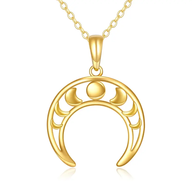 14K Gold Moon Pendant Necklace