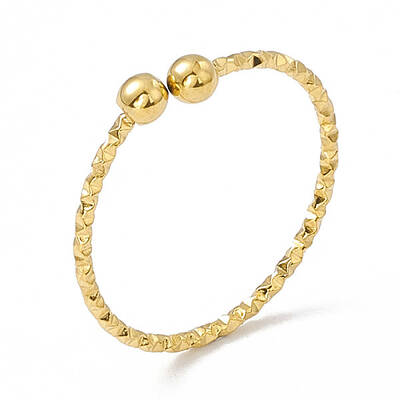 Ion Plating(IP) 304 Stainless Steel Round Ball Open Cuff Ring for Women