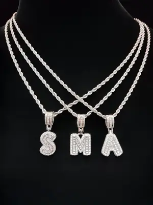 Artificial Zircon Letter Pendant & Chain Necklace, Fashion Jewelry for Party, Daily Clothing Decor, Trendy All-match & Exquis...